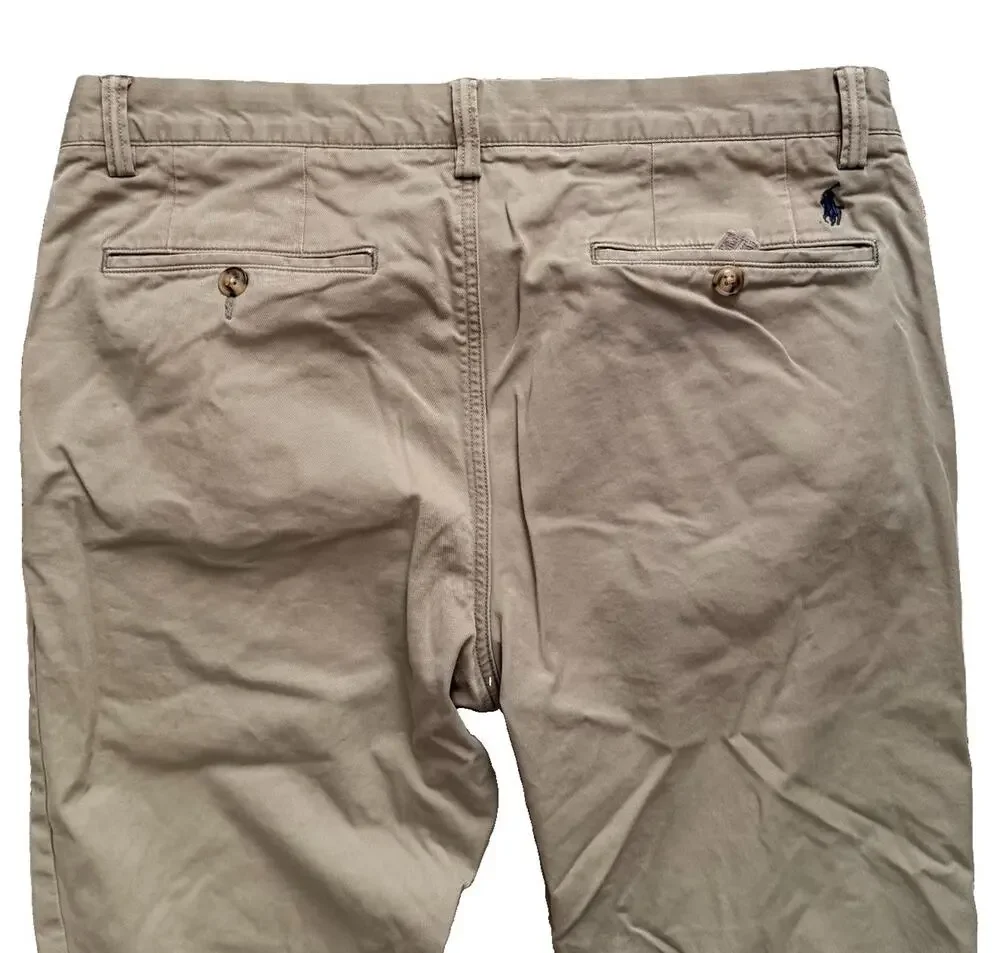 Polo Ralph Lauren Chino Stretch Slim Fit Logo Mens Pants 34 x 30 Preppy Classic